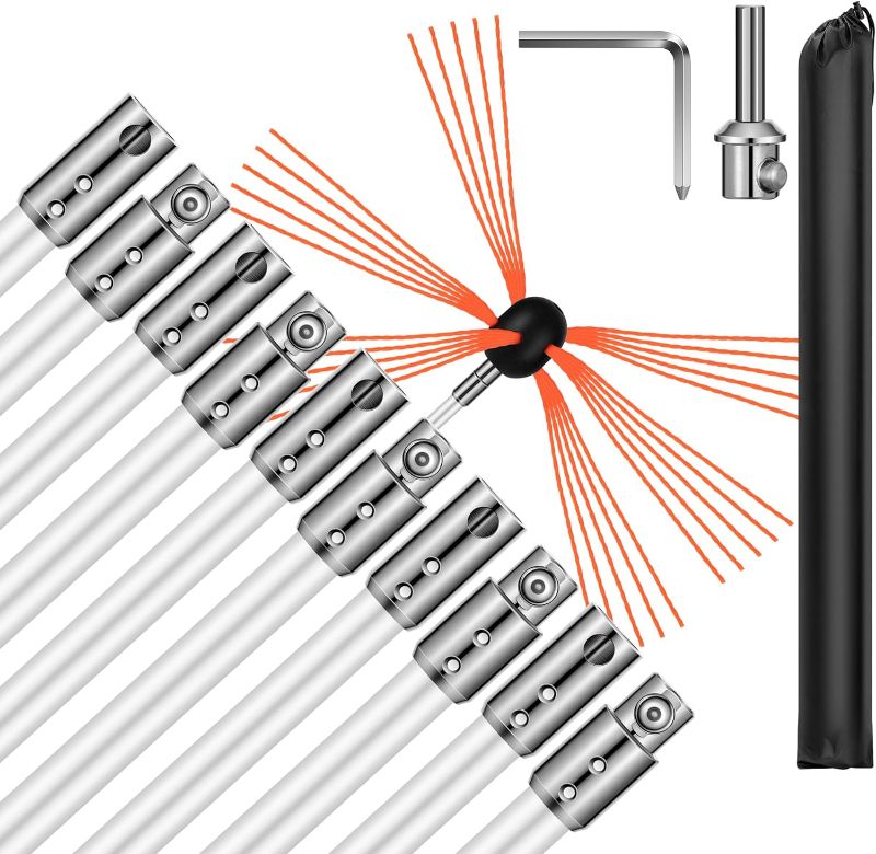 Photo 1 of  *STOCK IMG AS REF** Chimney Sweep Cleaning Brush Tool Kit Rotary with 10 Reinforced Nylon Flexible Rods 