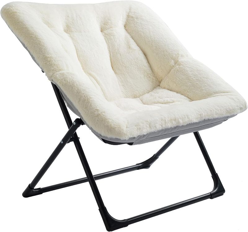 Photo 1 of *SUPER SOFT** WELL-STRONG Saucer Chair, Faux Fur Bedroom Chair, Oversized WHITE 