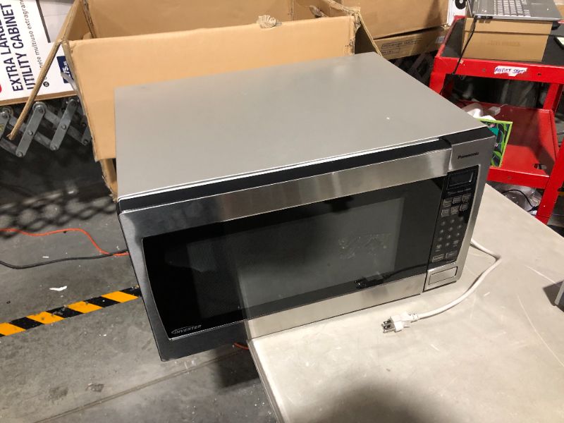 Photo 2 of ***MAJOR DAMAGE - DOOR BENT - NOT FUNCTIONAL - DOESN'T POWER ON***
Panasonic Microwave Oven NN-SN966S Stainless Steel Countertop/Built-In with Inverter Technology