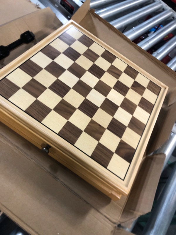 Photo 3 of A&A 15 inch European Ash Wooden Chess Sets w/ Storage Drawer / Triple Weighted - 3.0 inch 