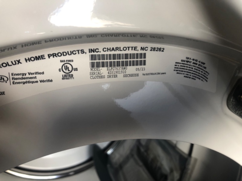 Photo 2 of ***SEE NOTES***
Electrolux ELFG7637AW 27 Inch Gas Dryer with 8.0 Cu. Ft. Capacity