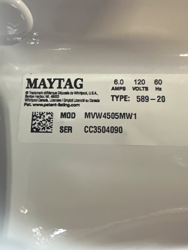 Photo 6 of **DOES NOT POWER ON** USED MAYTAG TOP LOAD WASHER WITH DEEP FILL - 4.5 CU. FT.