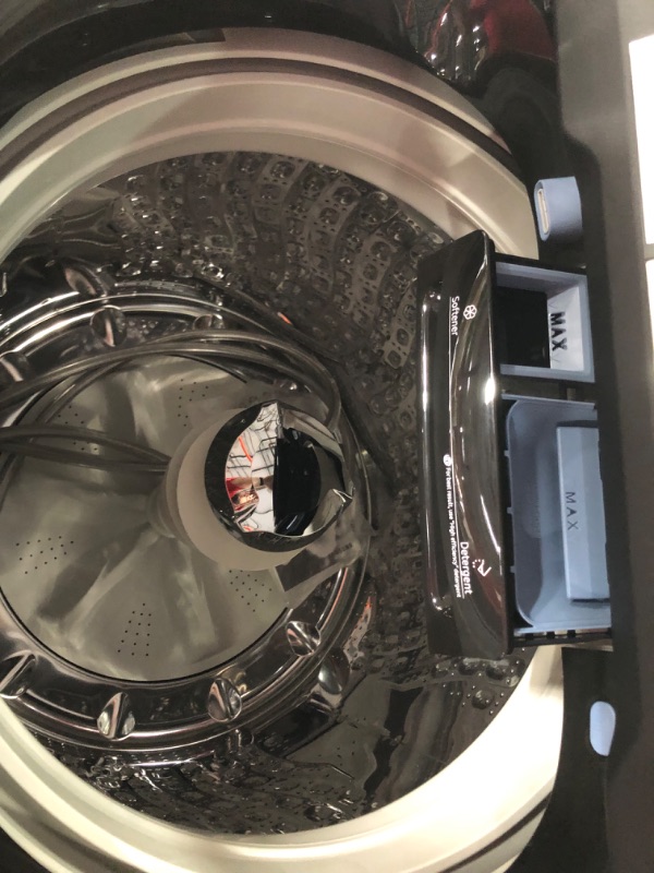 Photo 5 of **USED, TESTED POWERS ON**  SAMSUNG 5.1 cu. ft. Smart Top Load Washer with ActiveWave™ Agitator and Super Speed Wash in Brushed Black