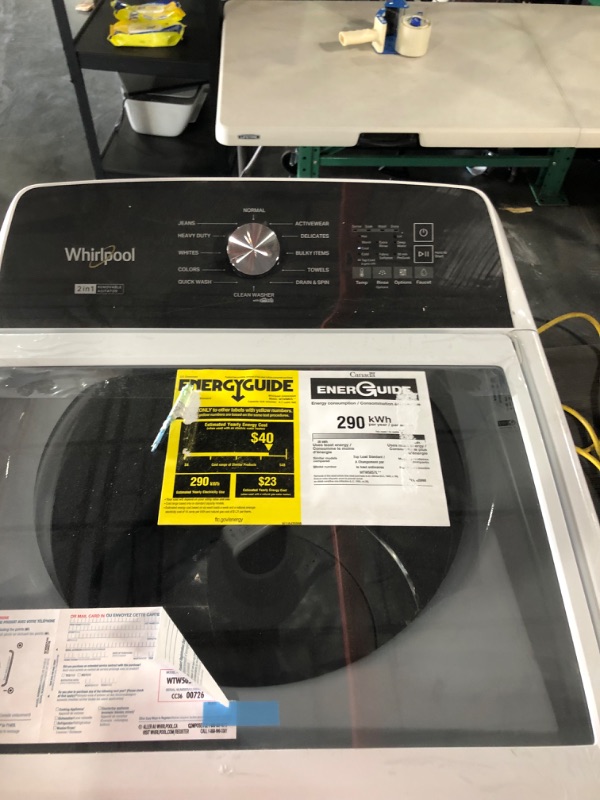Photo 5 of ***Parts Only***4.7–4.8 Cu. Ft. Top Load Washer with 2 in 1 Removable Agitator MODEL #: WTW5057LW0 SERIAL #:CC3600726