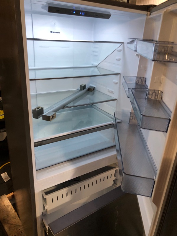 Photo 5 of **USED, TESTED HAS MINOR DAMAGE** Hisense 17.2-cu ft Counter-depth Bottom-freezer Refrigerator - Fingerprint Resistant Stainless Steel