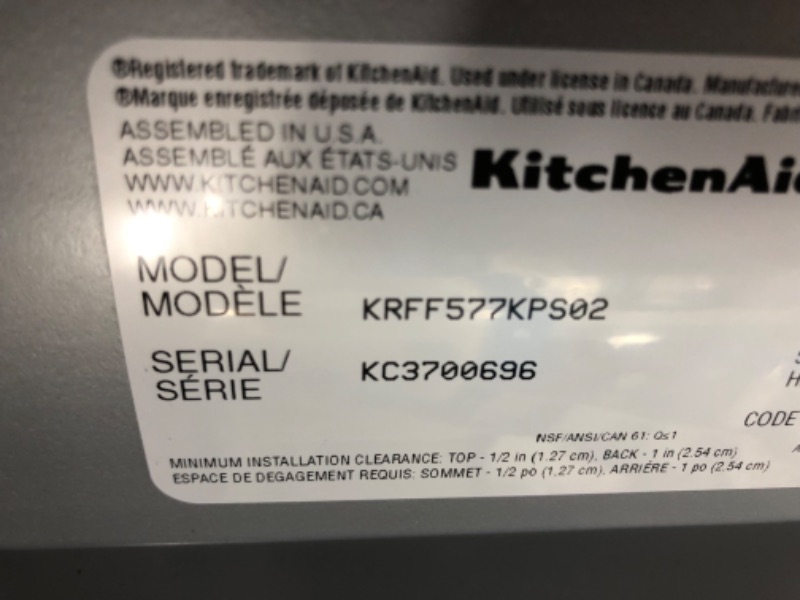 Photo 4 of **USED, TESTED LIKE NEW** KITCHEN AID 26.8 Cu. Ft. Standard-Depth French Door Refrigerator with Exterior Ice and Water Dispenser