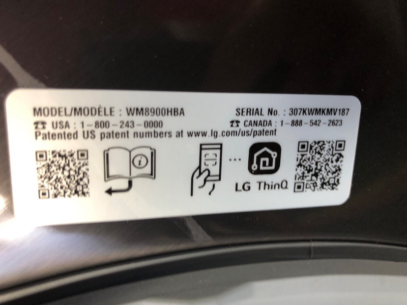 Photo 6 of **USED, POWERS ON, GIVES CODE OF CL**  LG 5.2 cu. ft. Mega Capacity Smart wi-fi Enabled Front Load Washer with TurboWash® and Built-In Intelligence