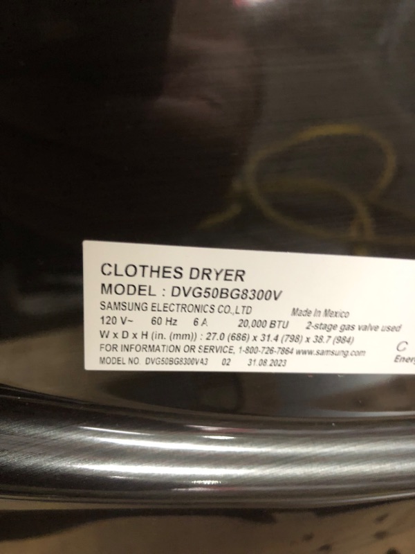 Photo 6 of **USED PRIOR, TESTED POWERS ON** MINOR SRATCHES/SCUFFS  SAMSUNG 7.5 cu. ft. Smart Gas Dryer with Steam Sanitize+ and Sensor Dry in Brushed Black