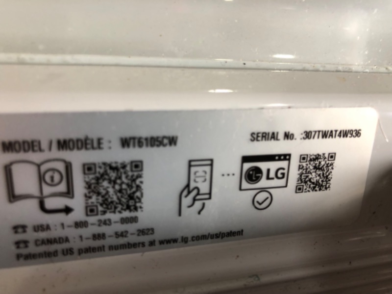 Photo 5 of **TESTED POWERS ON** USED LG 4.1 cu. ft. Top Load Washer with 4-Way Agitator® and TurboDrum™ Technology