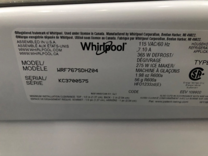 Photo 5 of **NO POWER**Whirlpool 26.8-cu ft French Door Refrigerator with Dual Ice Maker (Fingerprint Resistant Stainless Steel) ENERGY STAR