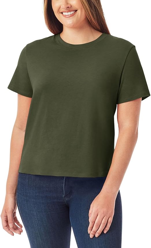 Photo 1 of 2 Member’s Mark Ladies Essential Short Sleeve Boyfriend Tee DARK GREY/GREEN
