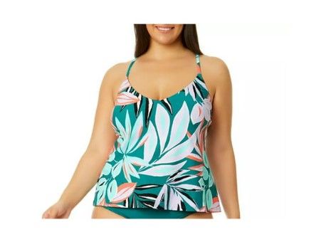 Photo 1 of Anne Cole Limited Edition Womens Swim Triangle Tankini Top (Zesty Trop, XXL)
