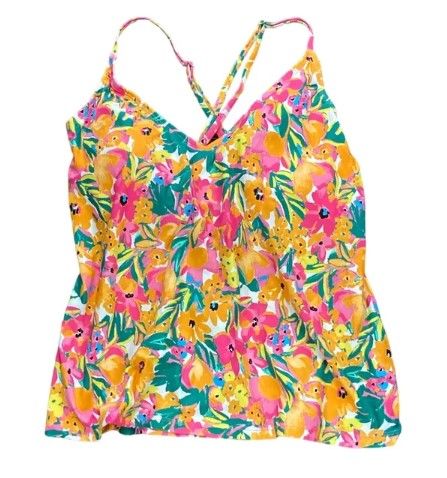 Photo 1 of Anne Cole Limited Edition Ladies Swim Pullover Triangle Tankini Top (Sunshine Floral, XXL)
