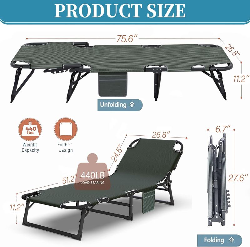 Photo 1 of **SEE NOTES**
Soliles Reclining Chairs with Mattress,Outdoor Patio Folding Lounge Chair for Sun Tanning,Adjustable 4-Position 