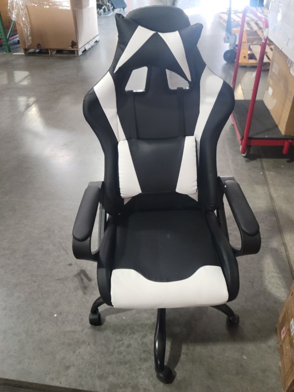 Photo 6 of Bestoffice High Back Gaming Chair with Ergonomic Swivel and Lumbar Support, White