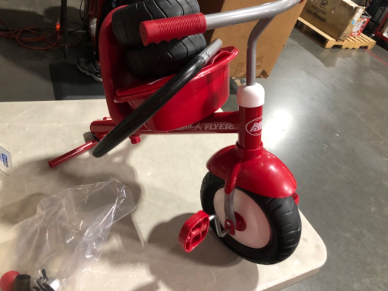 Photo 3 of *USED* Radio Flyer Deluxe Steer & Stroll Ride-On Trike, Tricycle For Toddlers Age 2-5, Toddler Bike Red