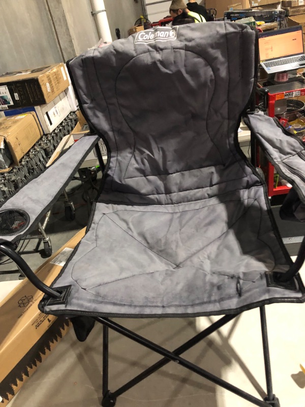 Photo 3 of *MAJOR DAMAGE-PREV USED*
Coleman Camping Chair with Built-in 4 Can Cooler Black Chair