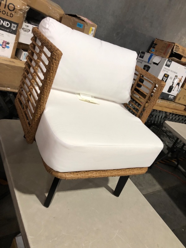 Photo 5 of ***STAINED CUSHION - SEE PICTURES***
Christopher Knight Home 315002 Nic Outdoor Club Chair, White + Light Brown + Black
