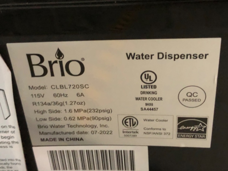 Photo 5 of ***USED - SCRATCHED AND DENTED - NO PACKAGING - MISSING PART THAT HOLDS CUPS - OTHER PARTS LIKELY MISSING AS WELL***
Brio Moderna Bottom Load Water Cooler Dispenser - Tri-Temp, Adjustable Temperature, Self-Cleaning, Touch Dispense, Child Safety Lock, Hold