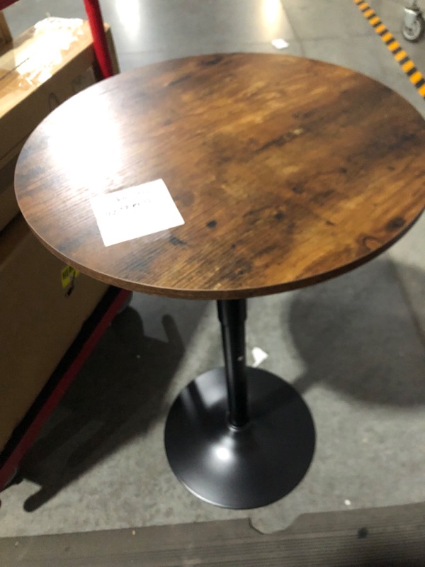 Photo 3 of **ALREADY ASSEMBLED**
HOOBRO Bar Table, Height-Adjustable Round Pub Table 27-35.4 Inches, Rustic Brown 