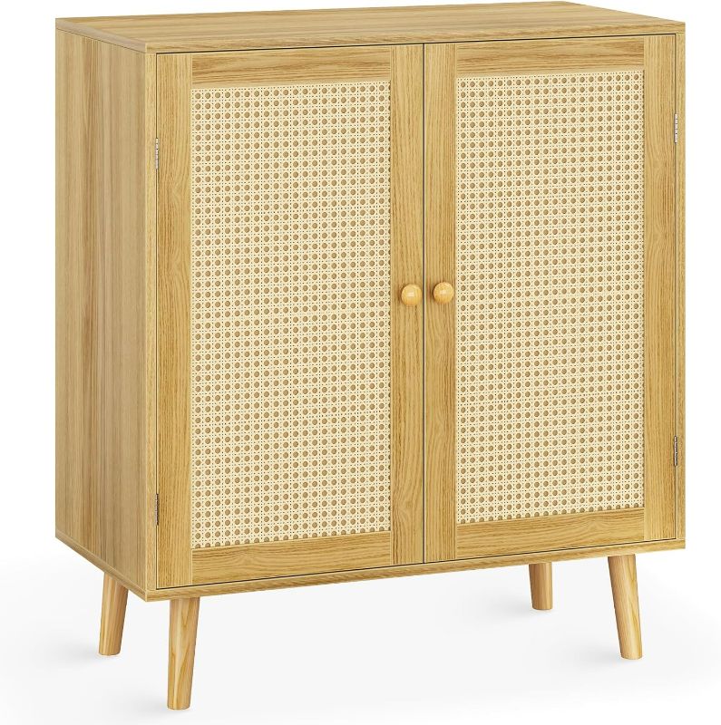 Photo 1 of ***USED - PREASSEMBLED - NO PACKAGING***
Huuger Buffet Cabinet with Storage, Storage Cabinet with PE Rattan Decor Doors