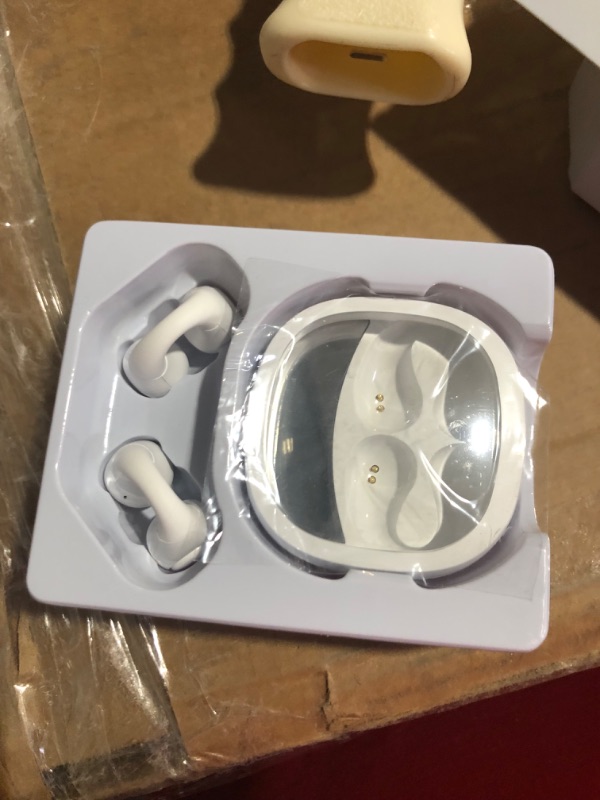 Photo 2 of GLOGO Clip-On Open Ear Headphones, Wireless Earbuds Bluetooth, White