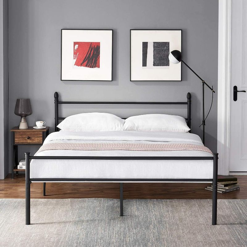 Photo 1 of ***NOT FUNCTIONAL - FOR PARTS ONLY - NONREFUNDABLE - SEE COMMENTS***
Queen Size Platform Bed Frame with Headboard, Sturdy Heavy Duty Metal Slats, Black