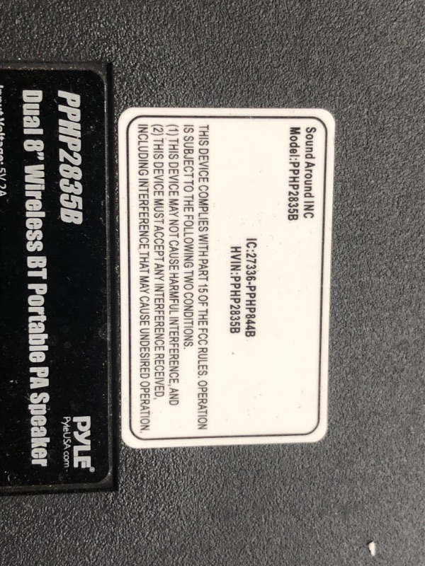 Photo 7 of Pyle Portable Bluetooth PA Speaker System - 600W Rechargeable Outdoor Bluetooth Speaker Portable PA System w/ Dual 8” Subwoofer 1” Tweeter, Microphone In, Party Lights, USB, Radio, Remote - PPHP2835B