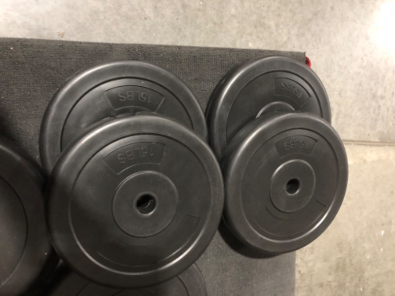 Photo 5 of ***USED***
Signature Fitness 100-Pound Weight Set for Home Gym with Six Plates and 1x 5FT Standard Barbell with Locks Black