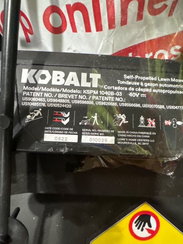 Photo 14 of Kobalt 40-Volt Brushless Lithium Ion 20-in Cordless Electric Lawn Mower (Battery Included)