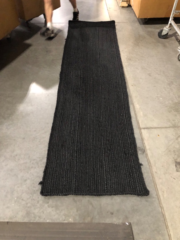 Photo 5 of ***USED - TORN - FRAYED - SEE PICTURES***
nuLOOM Rigo Hand Woven Farmhouse Jute Runner Rug, 2' 6" x 10', Black