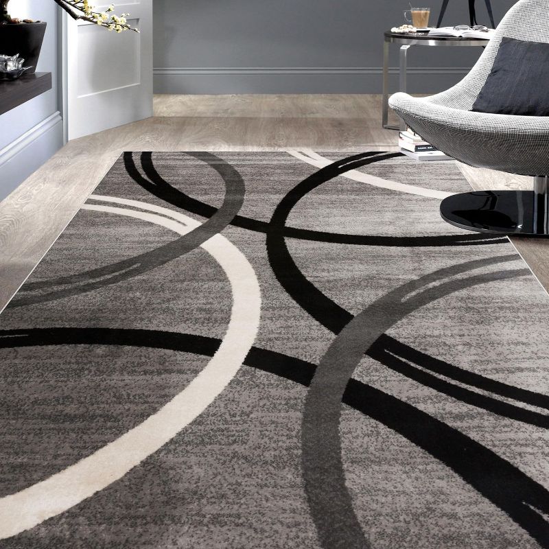 Photo 1 of Rugshop Modern Wavy Circles Design Area Rug 5'3" x 7'3" Gray