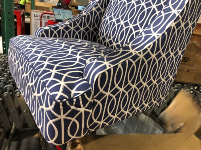 Photo 2 of ***MISSING LEGS***
HomePop Velvet Swoop Arm Living-Room-Chairs, Blue Trellis