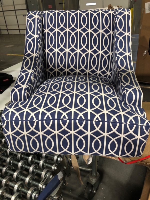 Photo 5 of ***MISSING LEGS***
HomePop Velvet Swoop Arm Living-Room-Chairs, Blue Trellis