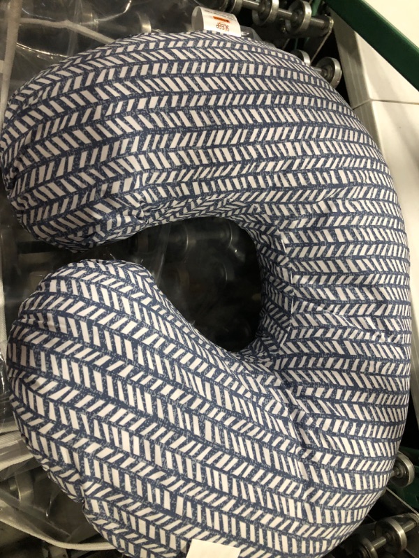 Photo 1 of Boppy Nursing Pillow and Positioner—Original | Blue Herringbone | Breastfeeding, Bottle Feeding, Baby Support | with Removable Cotton Blend Cover | Awake-Time Support