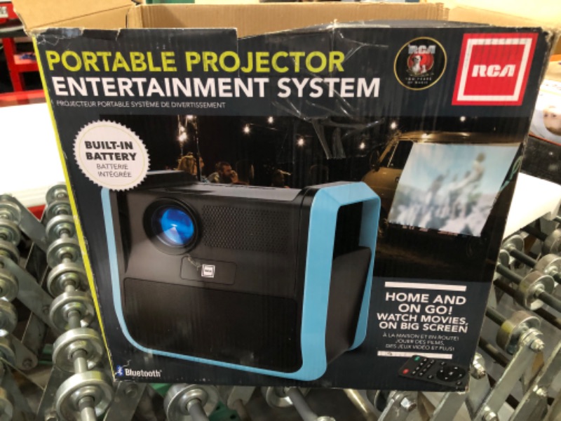 Photo 3 of RCA - RPJ060 Portable Projector Home Theater Entertainment System, Long Lasting Battery - 2.5 Hours per Charge - Outdoor, Rechargeable, Speakers - Enjoy Without Any Cable on The go - Phone/Stick/PC Black/Blue