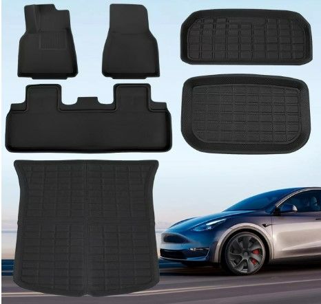 Photo 1 of 
Tesla Model Y Floor Mats: 6pcs All Weather Floor Mats for 2021-2023 Custom Fit 3D XPE Vehicle Floor Mats Cargo Liner Trunk Mat Interior Accessories 5 Seater