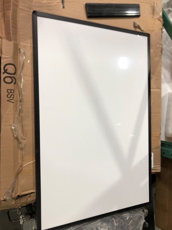 Photo 2 of VIZ-PRO Magnetic Dry Erase White Board, 36 X 24 Inches, Black Aluminum Frame Black 36 X 24 Inches