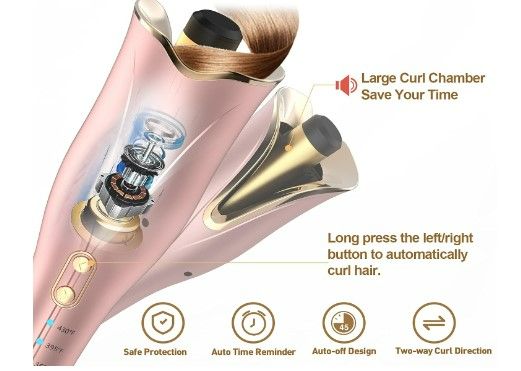 Photo 1 of Auto Hair Curler, Automatic Curling Iron Wand with 1" Large Rotating Barrel & 4 Temps & 3 Timer Settings, Curling Iron with Dual Voltage, Auto Shut-Off, Fast Heating Spin Iron for Hair Styling