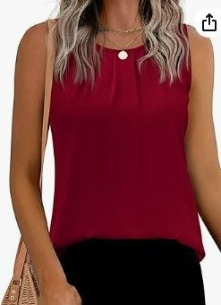 Photo 1 of Beyove Women's Sleeveless Chiffon Tank Top Double Layers Keyhole Back Blouse Tunic S-XXL