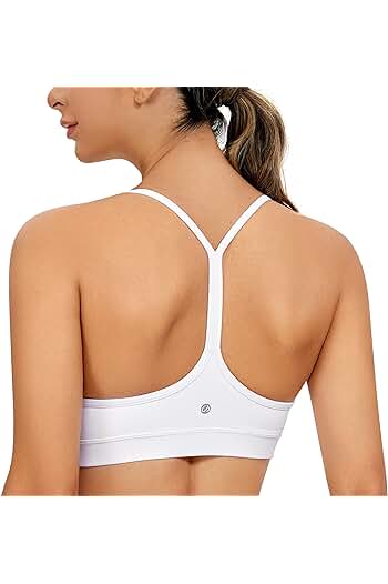 Photo 1 of CRZ YOGA Butterluxe Womens Y Back Sports Bra - Padded Racerback Low Impact Spaghetti Thin Strap Workout Yoga Bra