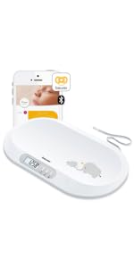 Photo 1 of Beurer BY90 Baby Scale, Pet Scale, Digital, with Measuring Tape, tracking weight with App | For: Infant, Newborn, Toddler /Puppy, Cat - Animals | LCD Display, weighs Lbs/Kg/Oz Highly accurate