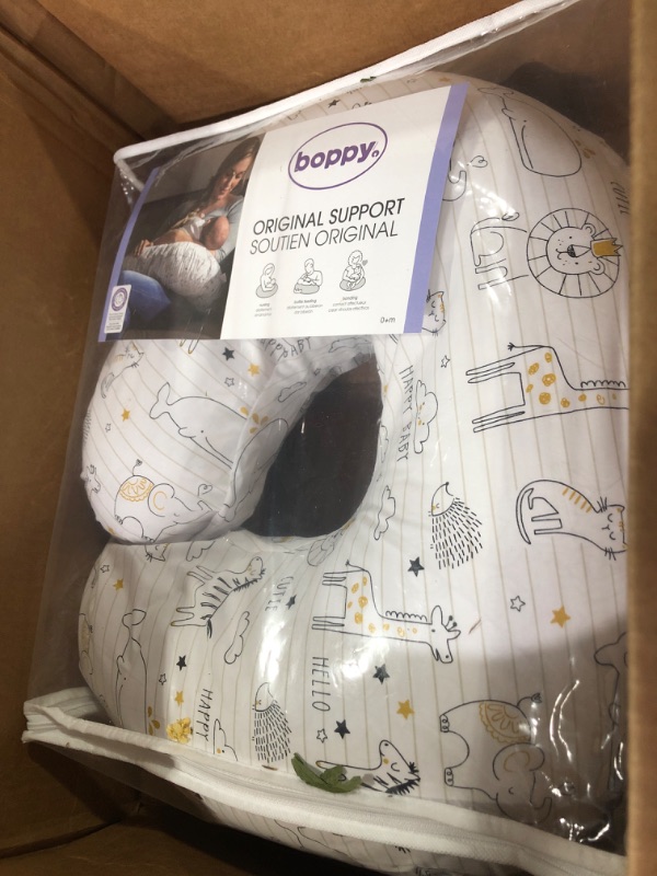 Photo 2 of Boppy Nursing Pillow Original Support, White and Gold Notebook, Ergonomic Nursing Essentials for Bottle and Breastfeeding, Firm Fiber Fill, with Removable Nursing Pillow Cover, Machine Washable