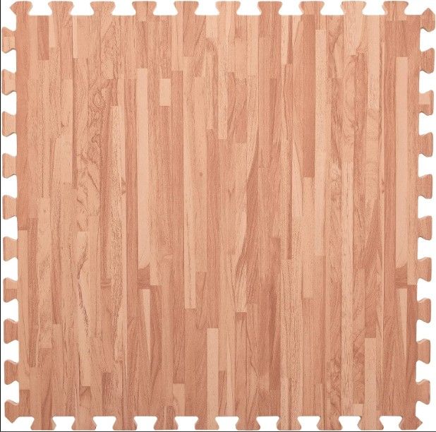 Photo 1 of IncStores Premium Soft Wood Print Foam Flooring Tiles | Interlocking Foam Tiles for Home, Gym, Training and Yoga | 3/8 and 5/8 Inch
