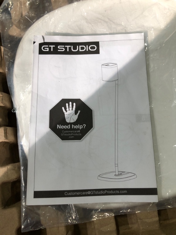 Photo 1 of GT STUDIO SONOS Speaker Stands for SONOS One, One SL, PLAY:1, PLAY:3, Premium Design Improves Surround Sound, Heavy Base, Complete Cord Concealment - (Pair, White) Pair White