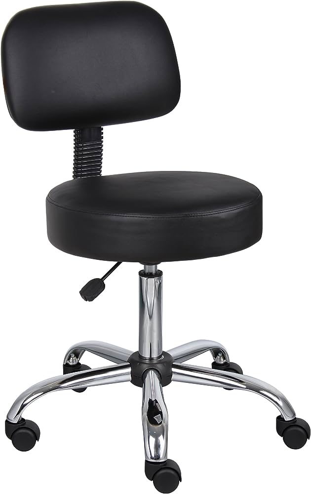 Photo 1 of Boss Office Products Be Well Medical Spa Stool with Back in Vinyl, Black