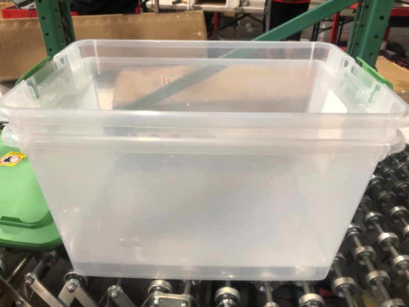 Photo 3 of (2) Sterilite 64 Quart Latching Hinged See-Through Plastic Stacking Storage