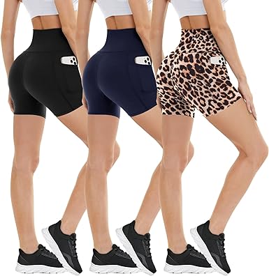 Photo 1 of 3 Pack Biker Shorts (2 BLACK, ONE CHEETA)
