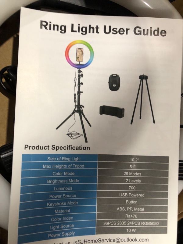 Photo 2 of STALLY 10.2" Ring Light with Stand, 62" Tall Selfie Ring Light with Phone Holder and Wireless Remote, 12 Dimming Levels, 32 Color Modes Led Ring Light for Phone, Live Stream, Makeup, YouTube, TikTok