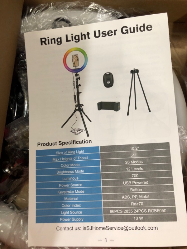 Photo 2 of STALLY 10.2" Ring Light with Stand, 62" Tall Selfie Ring Light with Phone Holder and Wireless Remote, 12 Dimming Levels, 32 Color Modes Led Ring Light for Phone, Live Stream, Makeup, YouTube, TikTok